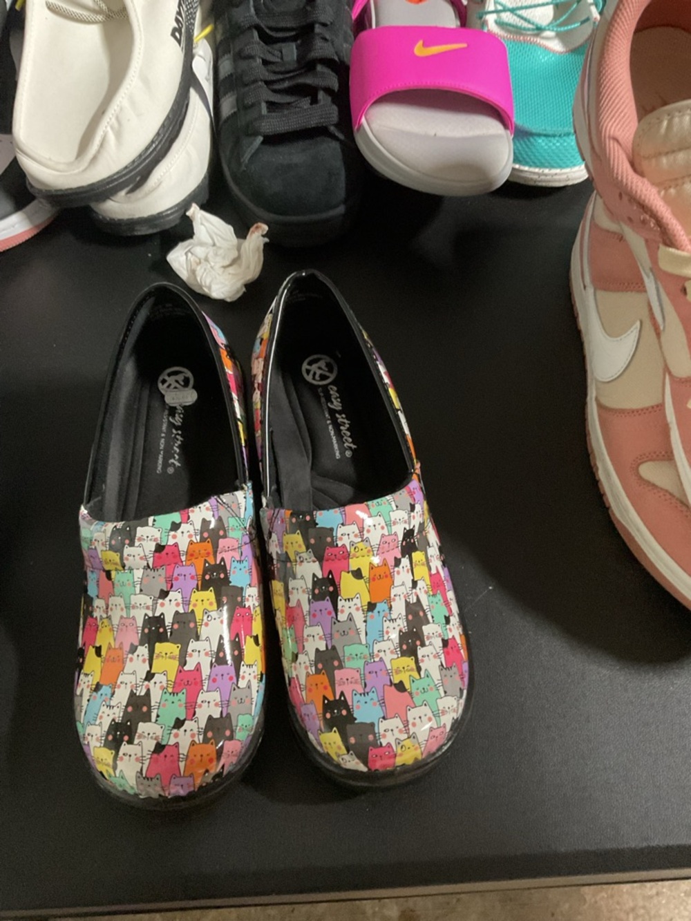 Kids Slip-On Shoes with Colorful Cat Print